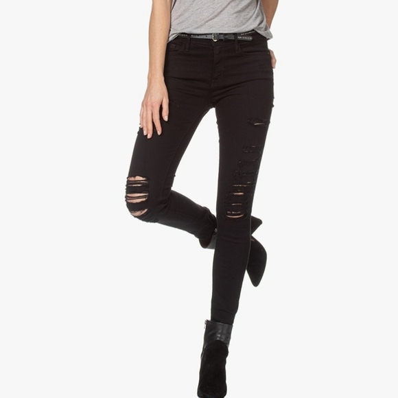 Frame Black Skinny Jeans. Distress in the Front Only. Like New! - Picture 2 of 13